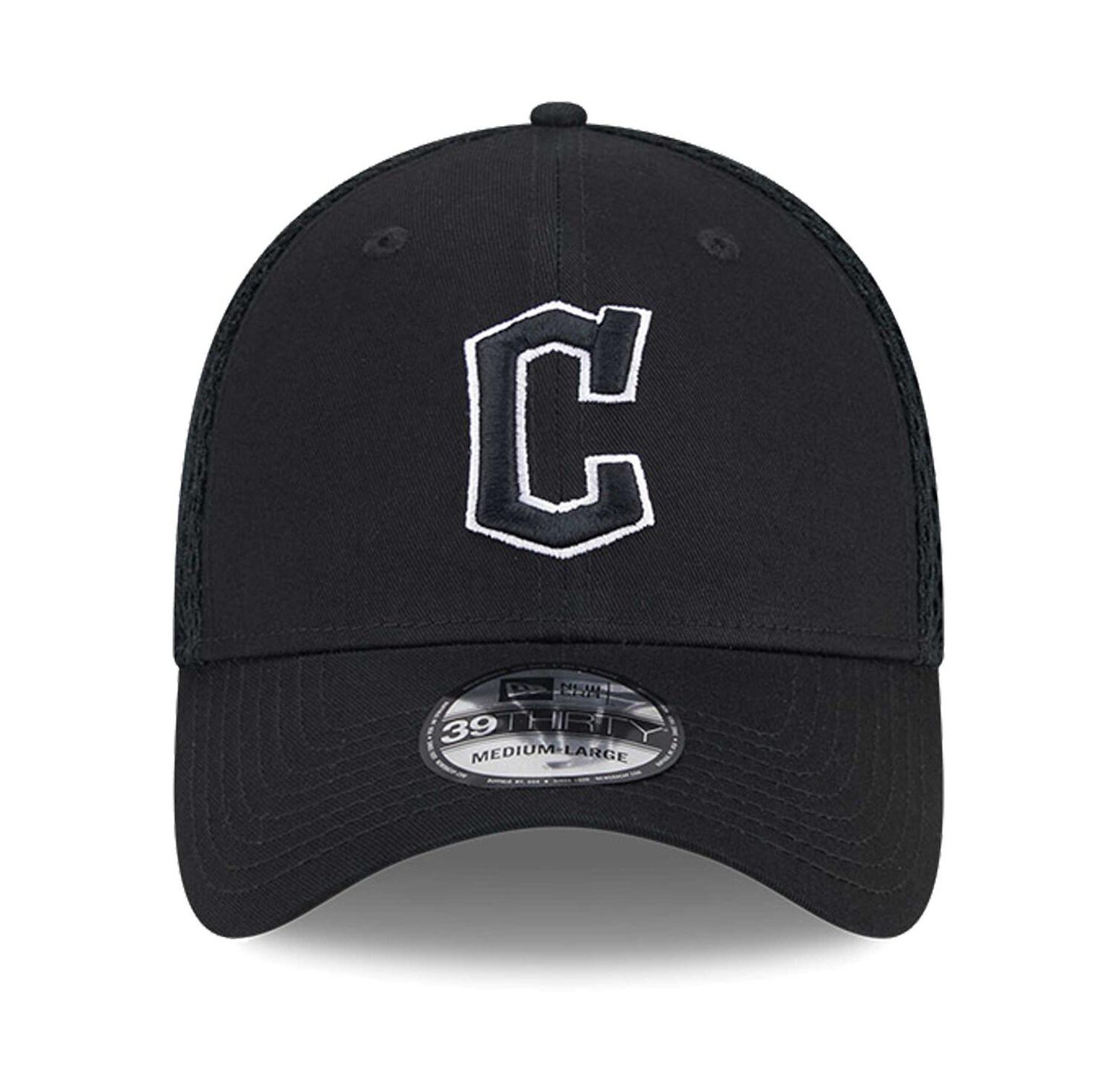 Men's Cleveland Guardians Evergreen Black White Neo 39Thirty Flex Hat