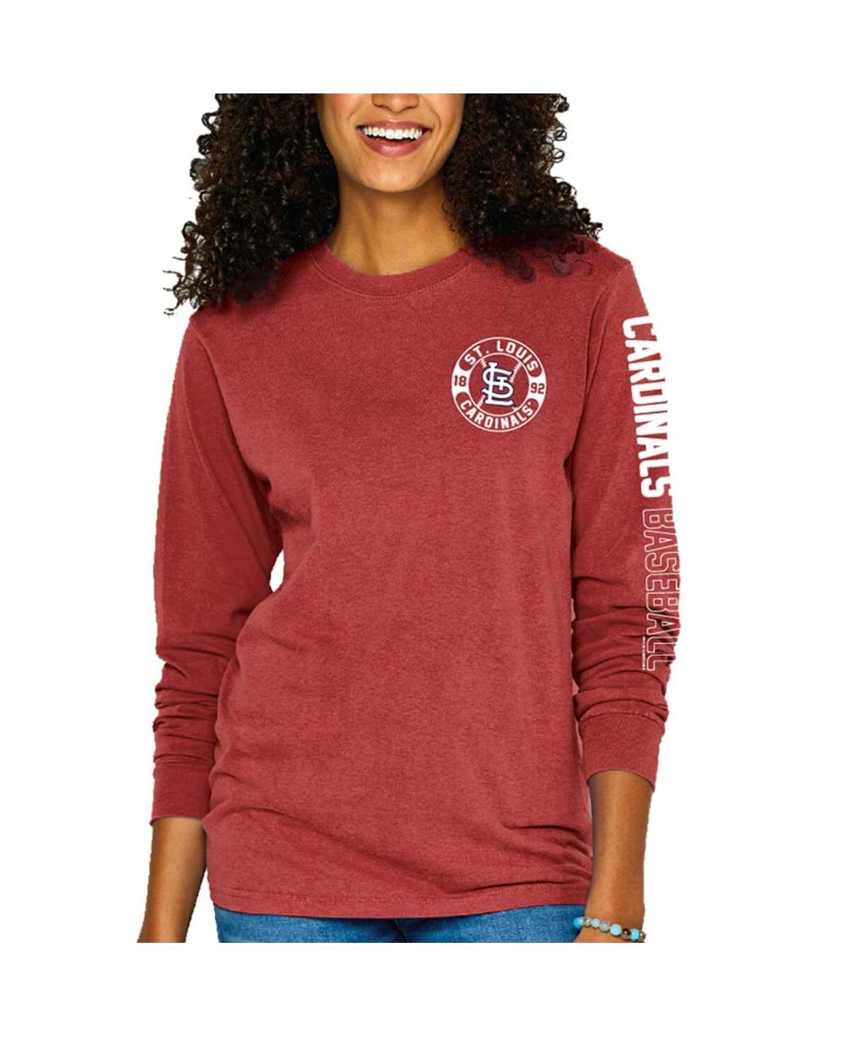 Soft As A Grape Women's Red St. Louis Cardinals Pigment-dyed Long Sleeve T-shirt