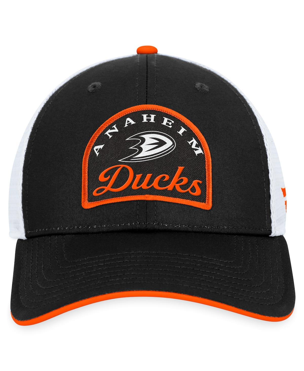Fanatics Branded Men's Black/white Anaheim Ducks Fundamental Adjustable Hat In Black,whit