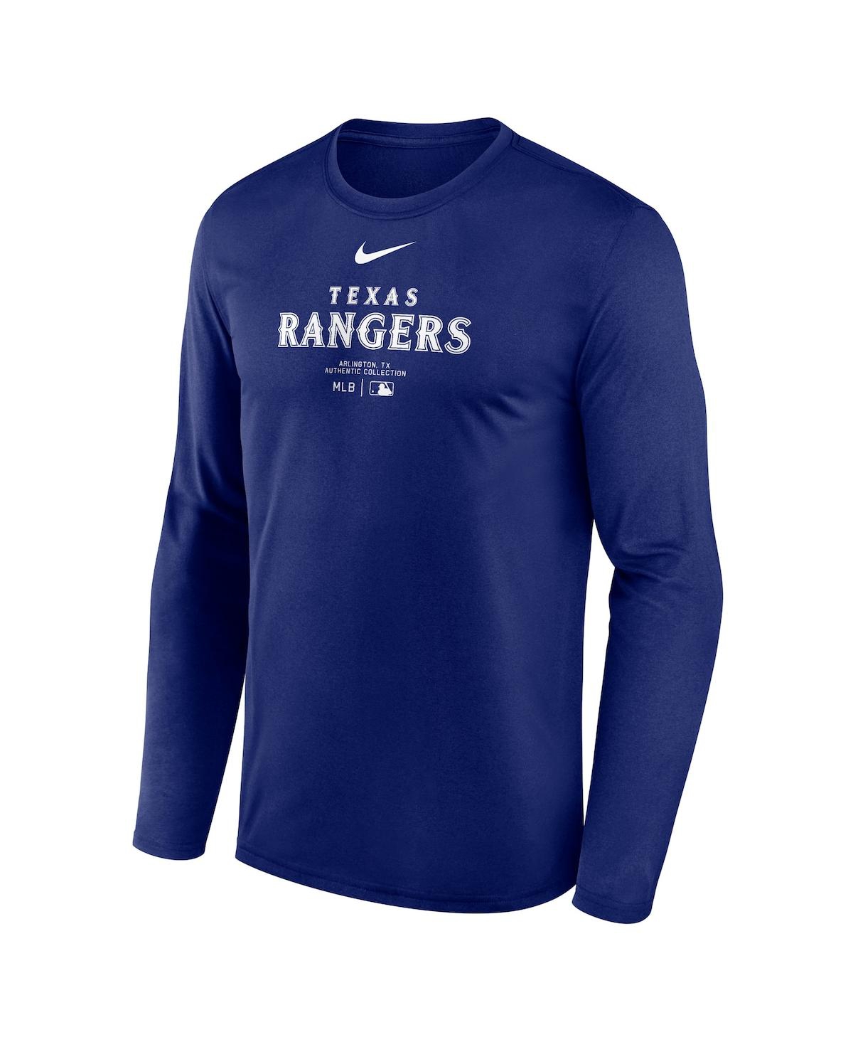 Nike Men'sTexas Rangers Authentic Collection Practice Performance Long Sleeve T-Shirt - Royal