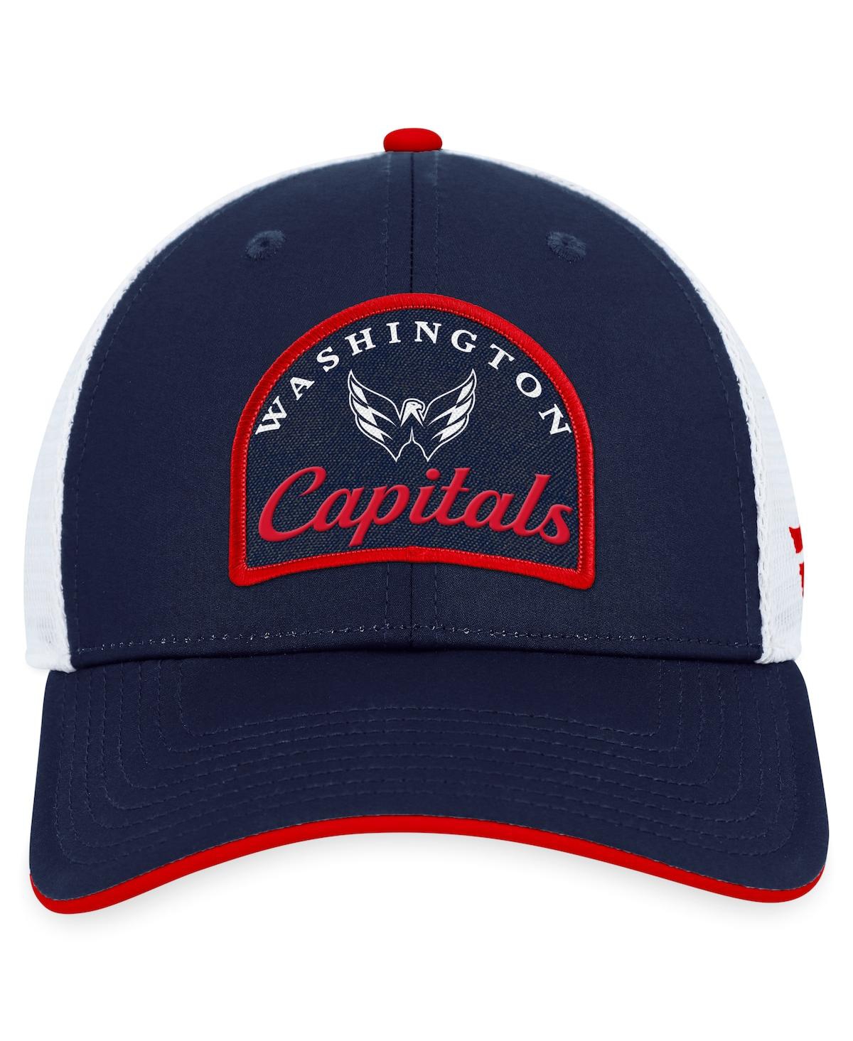 Shop Fanatics Branded Men's Navy/white Washington Capitals Fundamental Adjustable Hat In An,w