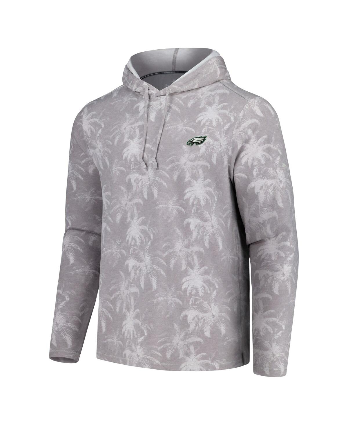 Tommy Bahama Men's Gray Philadelphia Eagles Palm Frenzy Hoodie Long Sleeve T-shirt In Gray