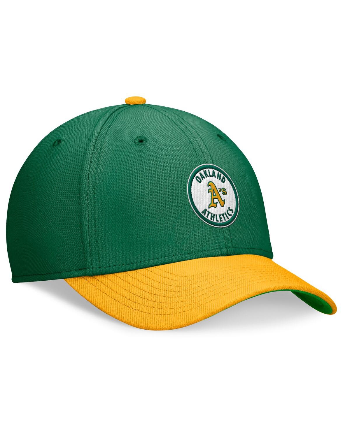Nike Men's Green/gold Oakland Athletics Cooperstown Collection Rewind Swooshflex Performance Hat In Pngrnunigd