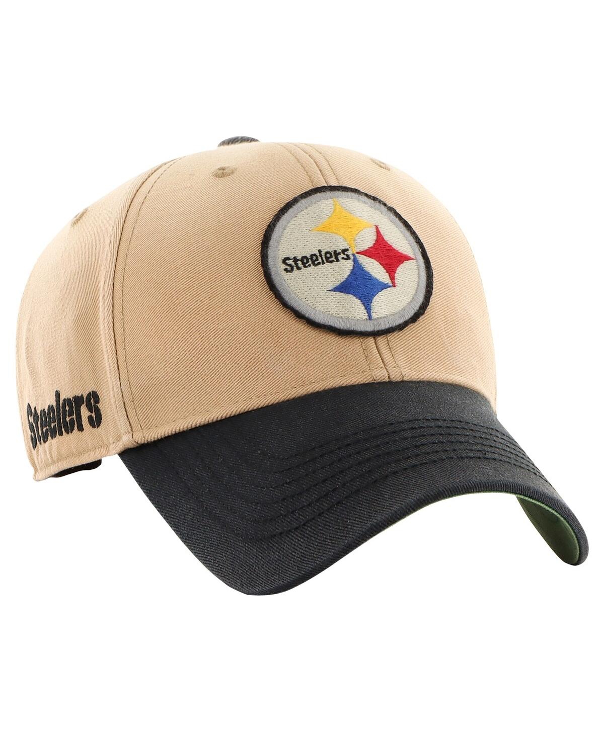 Shop 47 Brand Men's Khaki/black Pittsburgh Steelers Dusted Sedgwick Mvp Adjustable Hat In Khaki Blac