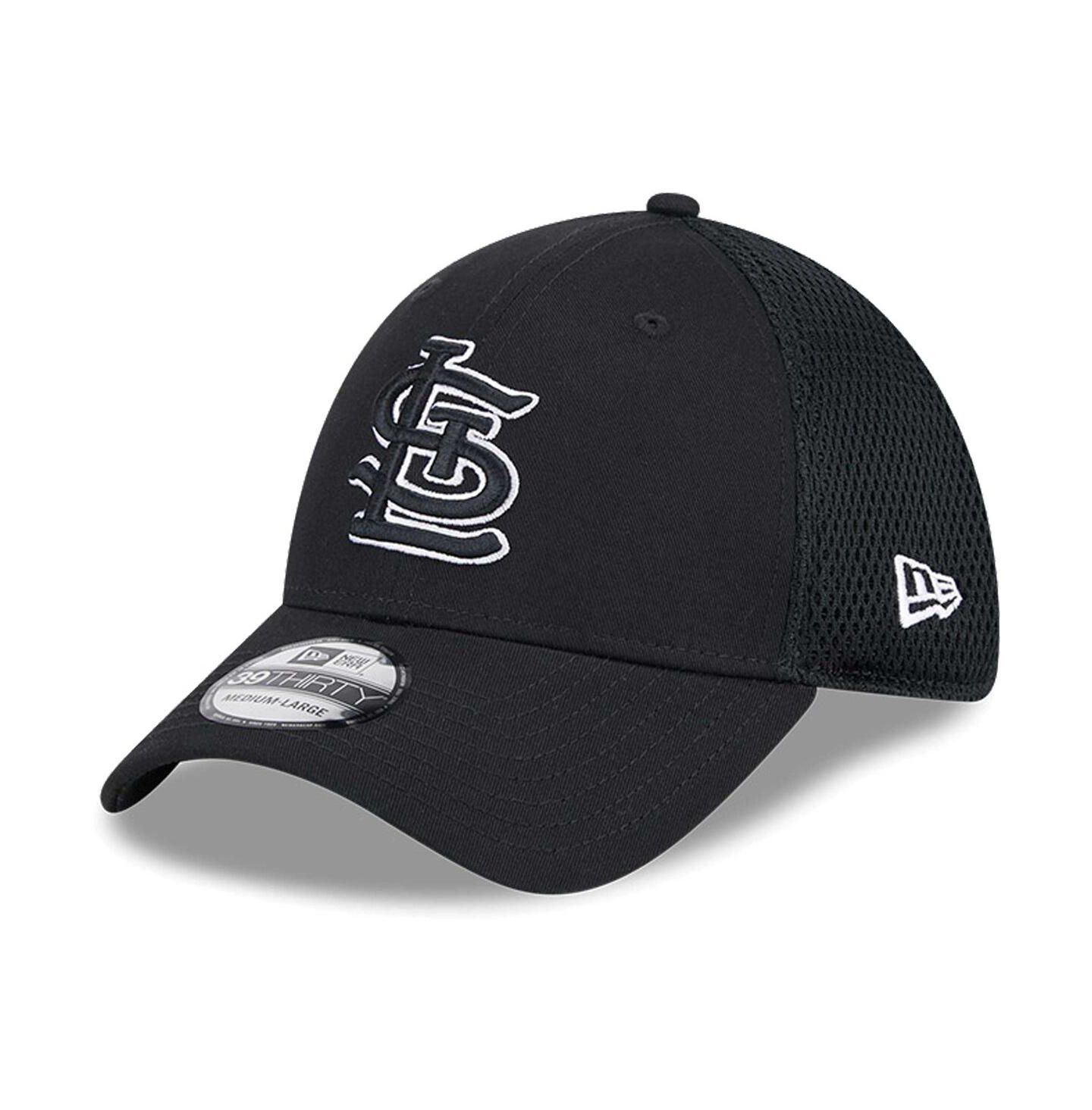 Мужская кепка New Era St. Louis Cardinals Evergreen Black White Neo 39Thirty Flex Hat — фото 1