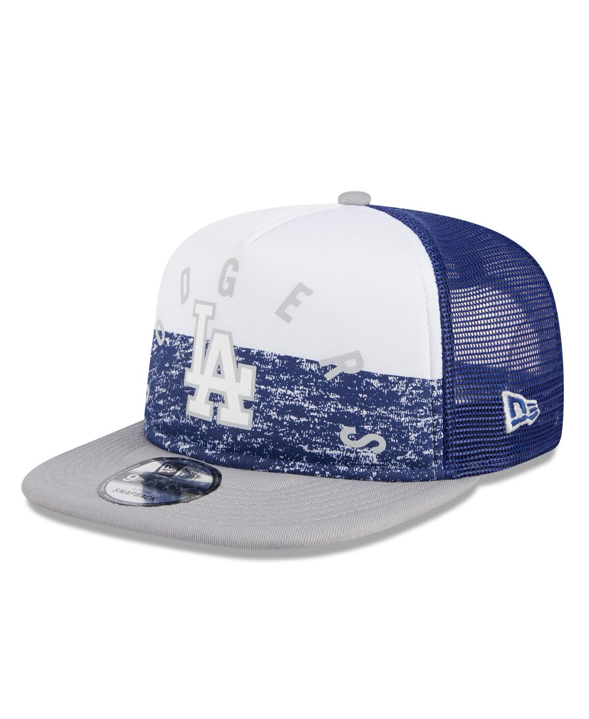 New Era Men's White/gray Los Angeles Dodgers Team Foam Front A-frame Trucker 9fifty Snapback Hat In White Gray