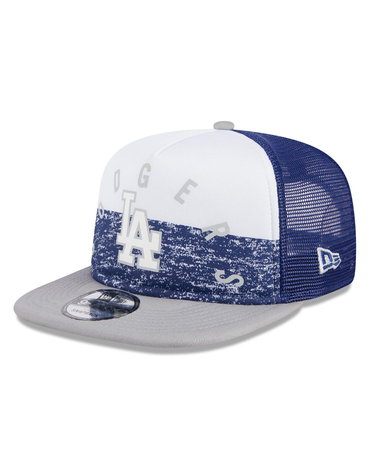 Men's White/Gray Los Angeles Dodgers Team Foam Front A-Frame Trucker 9Fifty Snapback Hat - White Gray