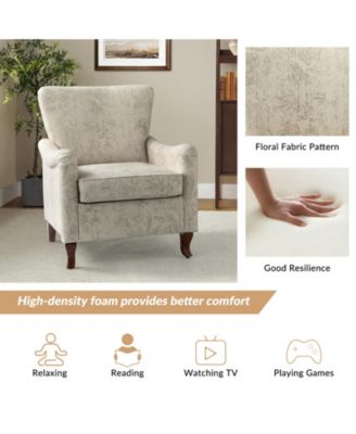 Ewert Comfy Floral Fabric Pattern Armchair with Wingback Design