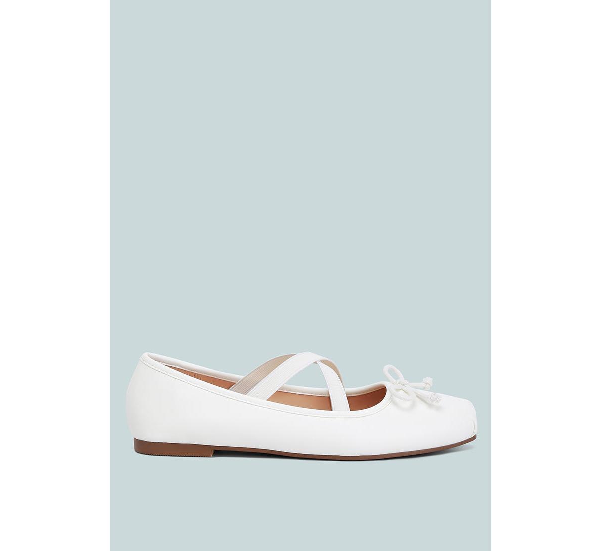 leina recycled faux leather ballet flats - White