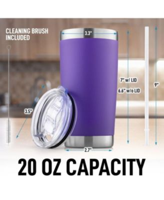 20oz Stainless Steel Tumbler With Lid and Straw - Sweat-Free Travel Coffee Mug Tumbler Cups