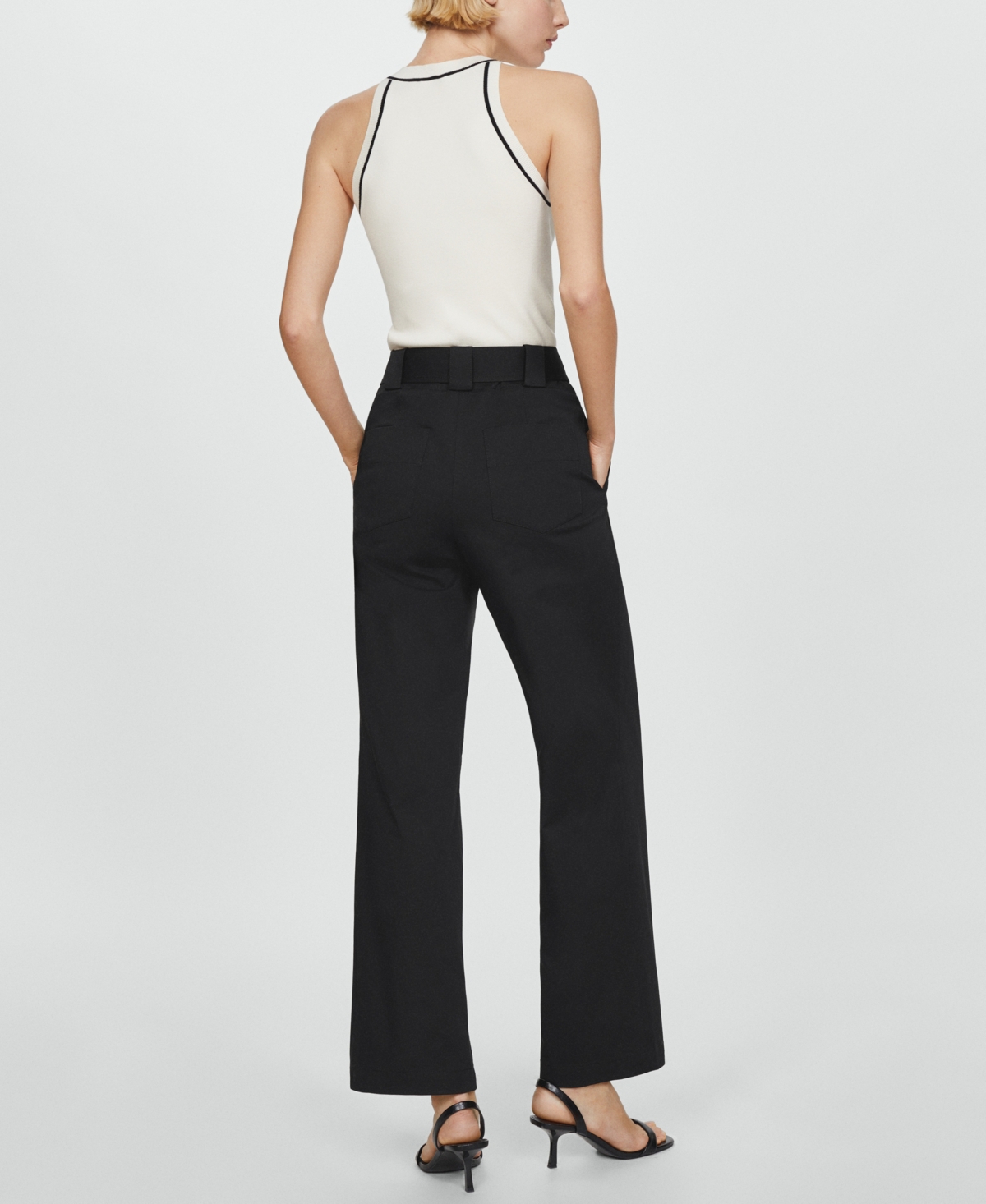 Mango Pleated Suit Pants Black In Black