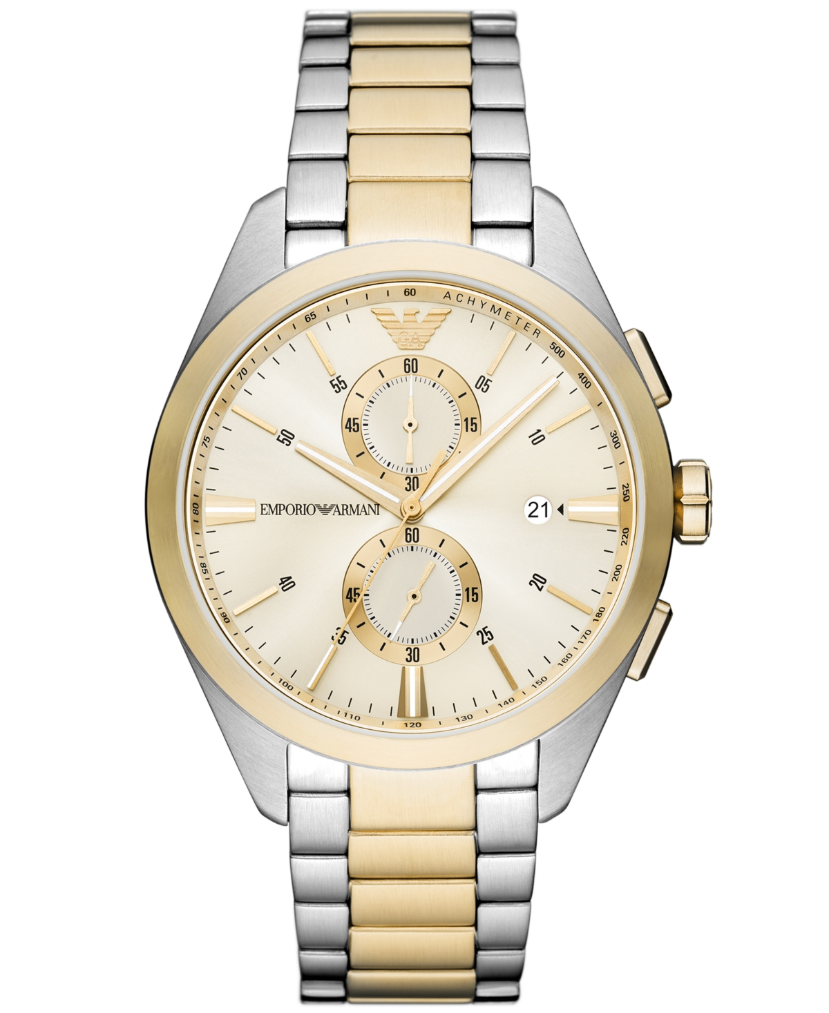Shop Emporio Armani Men's Chronograph Two-tone Stainless Steel Bracelet Watch 43mm In No Color