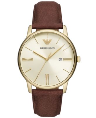 Emporio Armani Men s Brown Leather Strap Watch 42mm Macy s