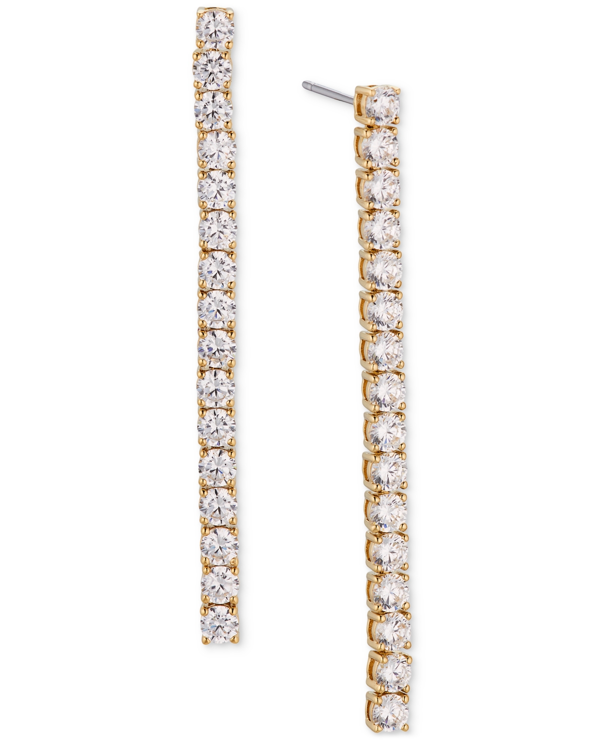 Shop Eliot Danori 18k Gold-plated Cubic Zirconia Linear Drop Earrings, Created For Macy's
