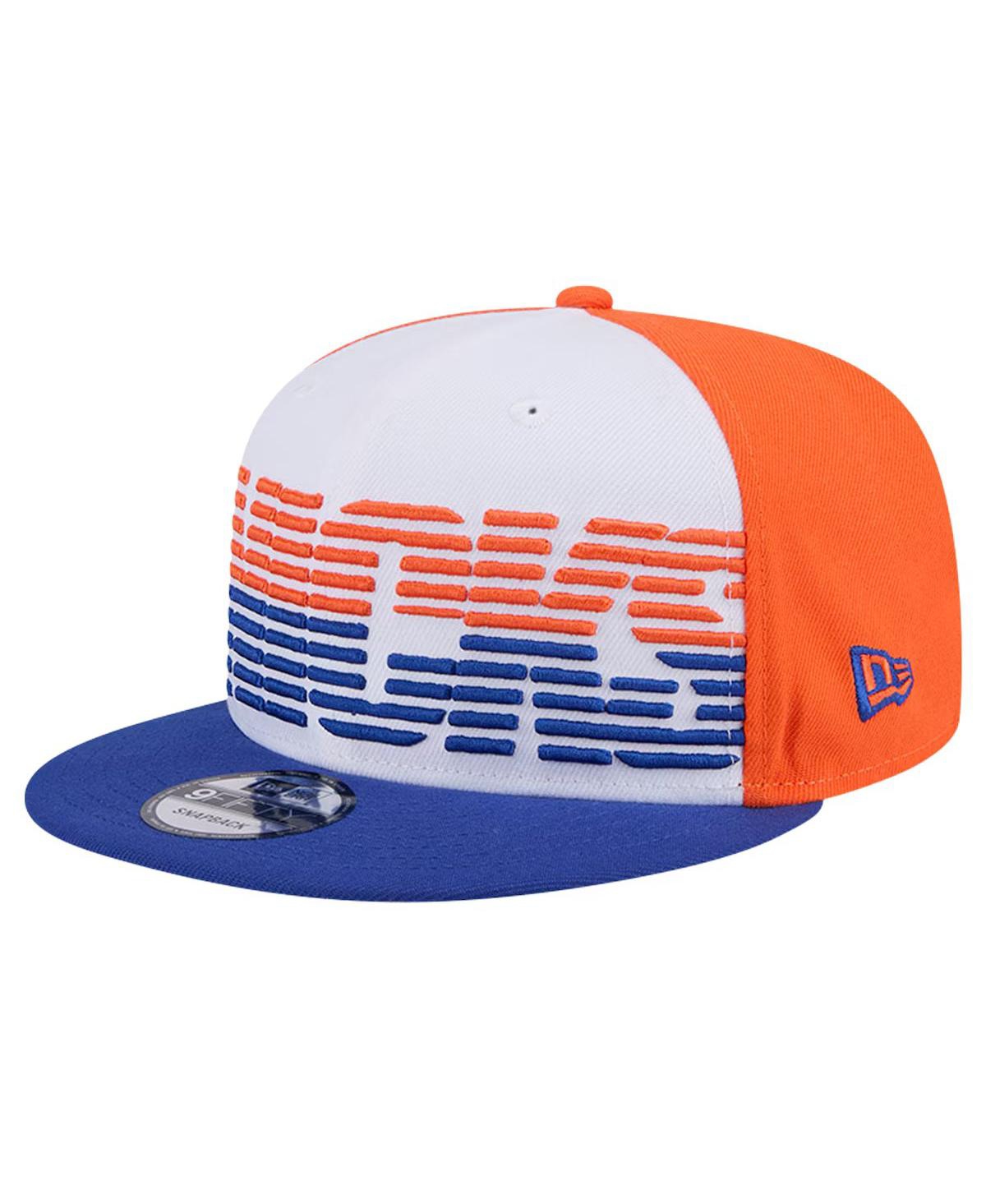 New Era Men's White/blue New York Knicks Throwback Gradient Tech Font 9fifty Snapback Hat In White Blue
