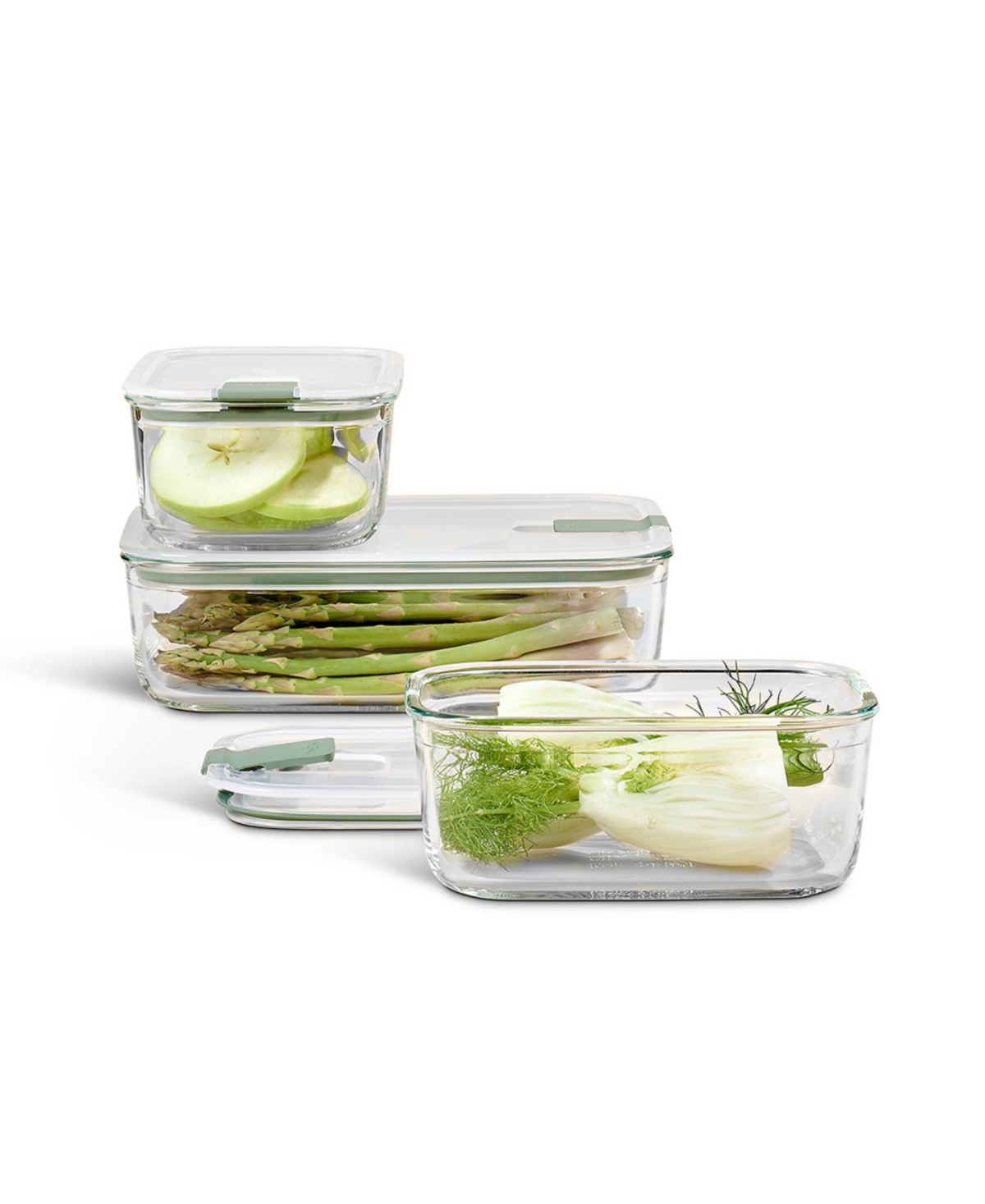 Mepal Easyclip 1pc. 76oz Rectangular Glass Box In Green