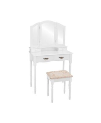 1 PC  MDF and hemlock Simple Tri-Folding Mirror Drawers and Storage Shelf Vanity Set