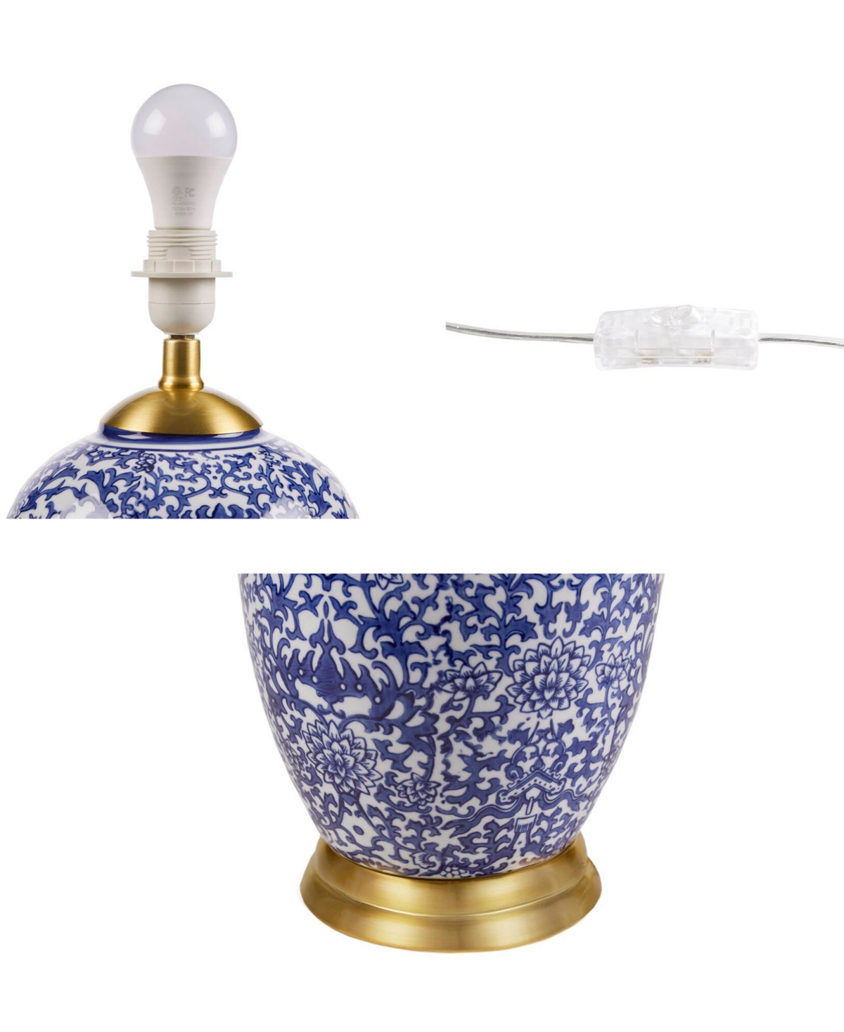 Martha Stewart Blue Ceramic Ginger Jar Table Lamp In Blue