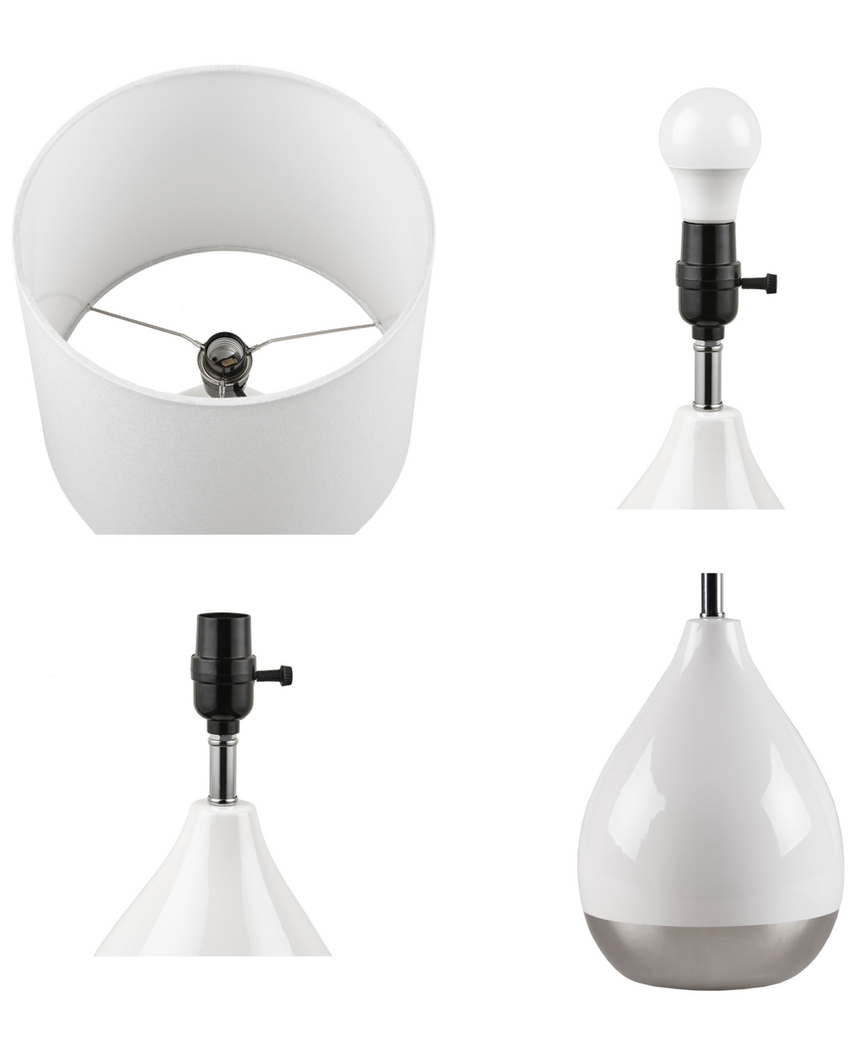 Shop 510 Design 2-tone Ceramic Table Lamp Set Of 2 In White,silv