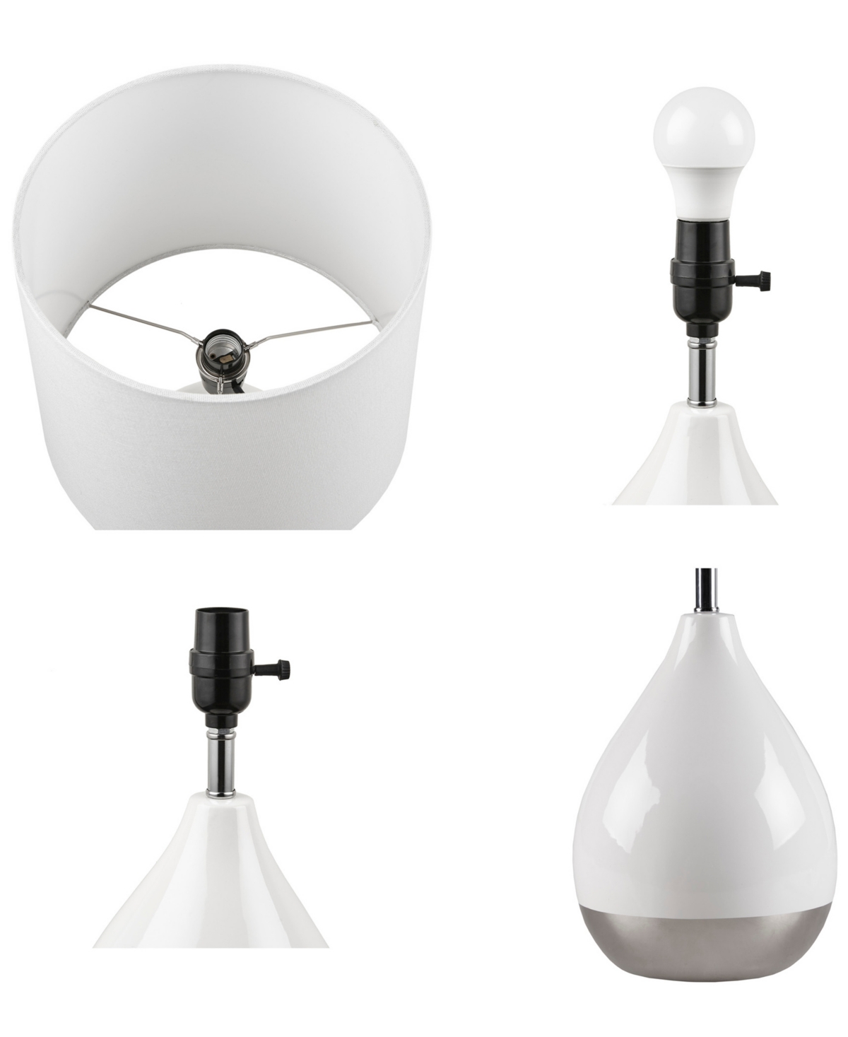 510 Design 2-tone Ceramic Table Lamp Set Of 2 In White,silv