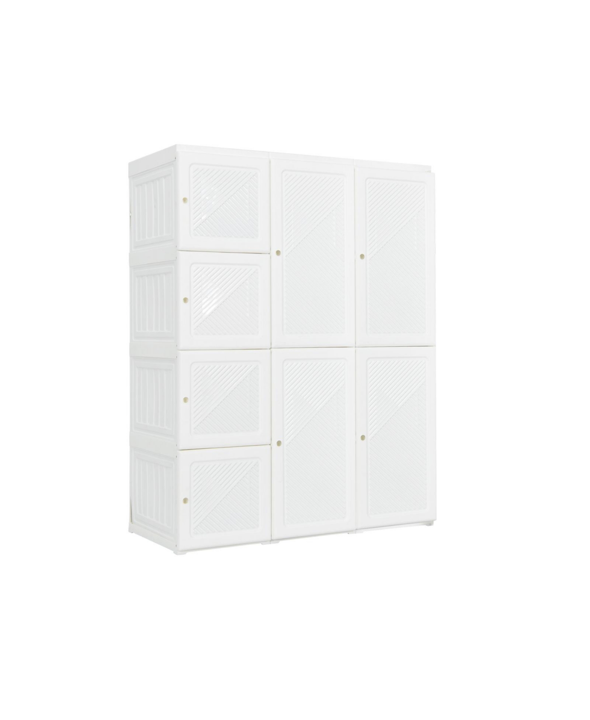 Clothes Foldable Armoire Wardrobe Closet with 12 Cubby Storage - White