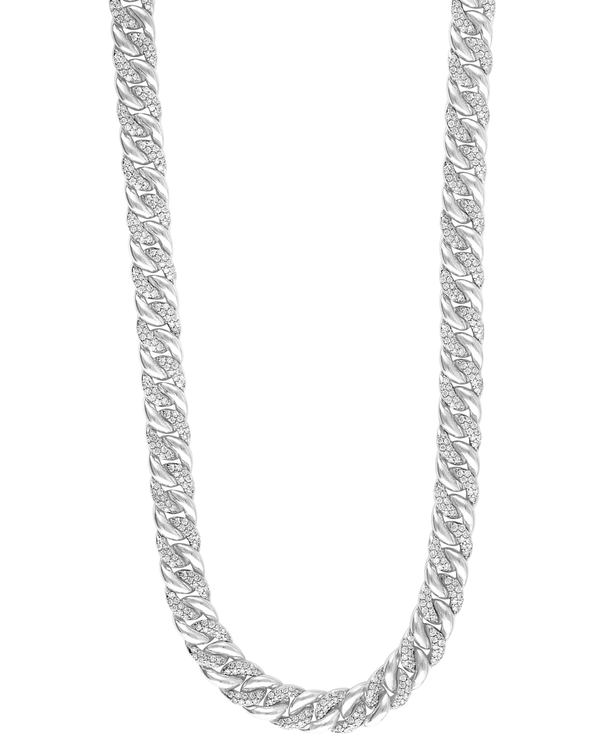 Shop Macy's Men's Diamond Curb Link Chain 22" Statement Necklace (5 Ct. T.w.) In Sterling Silver