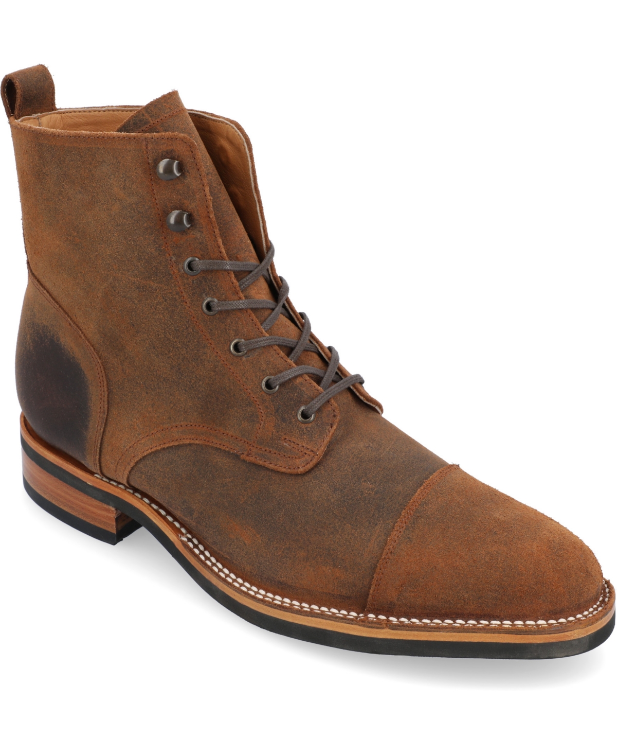 Shop Taft Men's Legacy Lace-up Rugged Stitchdown Cap-toe Boot In Rust