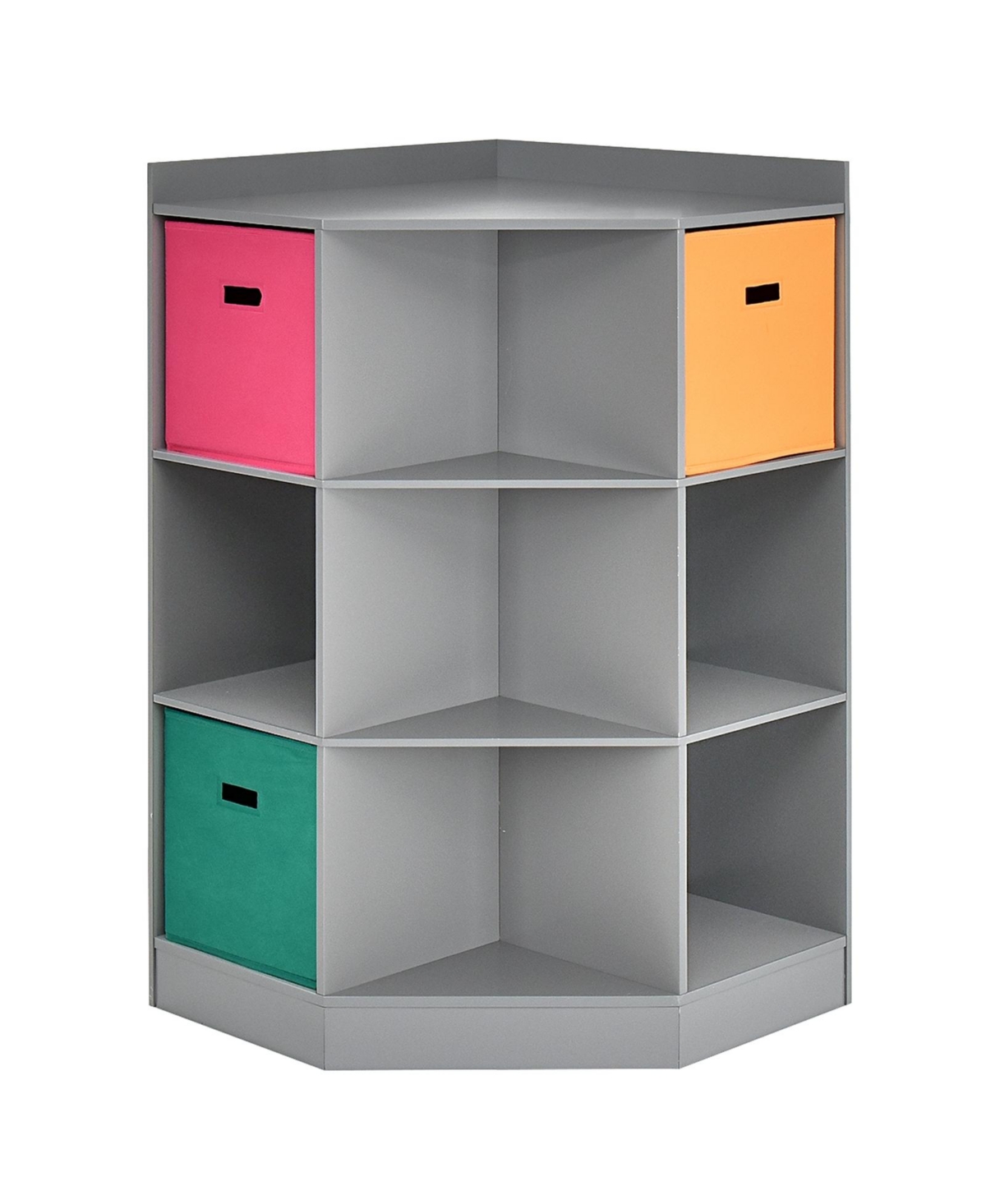 Slickblue 3-Tier Kids Storage Shelf Corner Cabinet with 3 Baskets