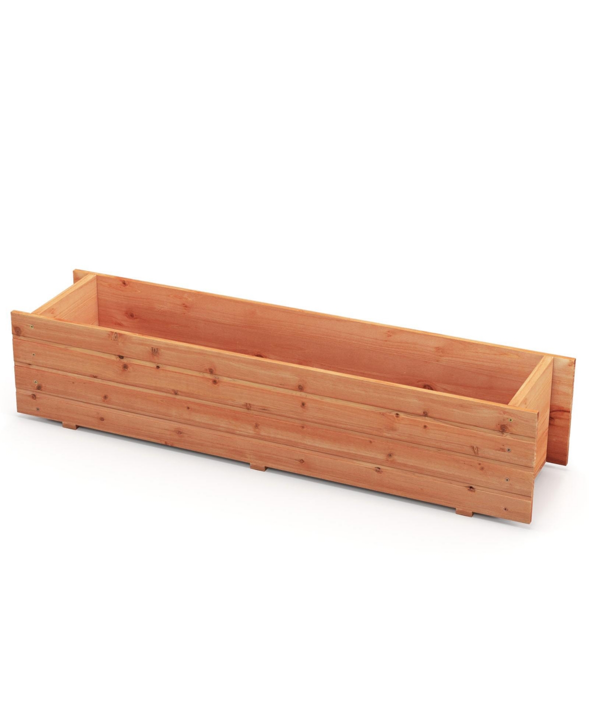 Fir Wood Planter Box with 2 Drainage Holes and 3 Added Bottom Crossbars - Natural