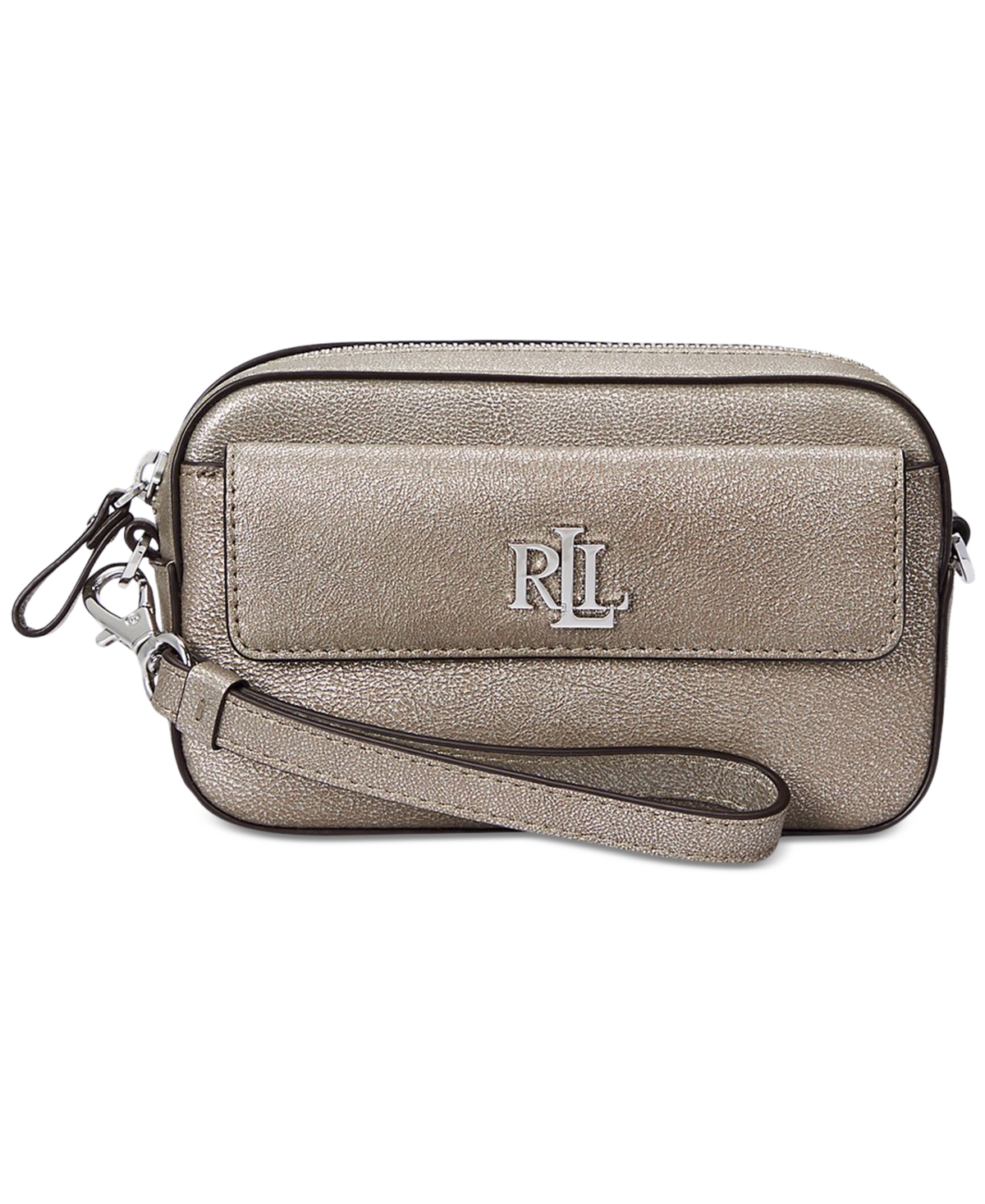 Metallic Leather Marcy Convertible Pouch - Silver
