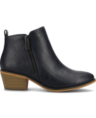 Women's Rebel Size Zipper Stacked Heel Booties