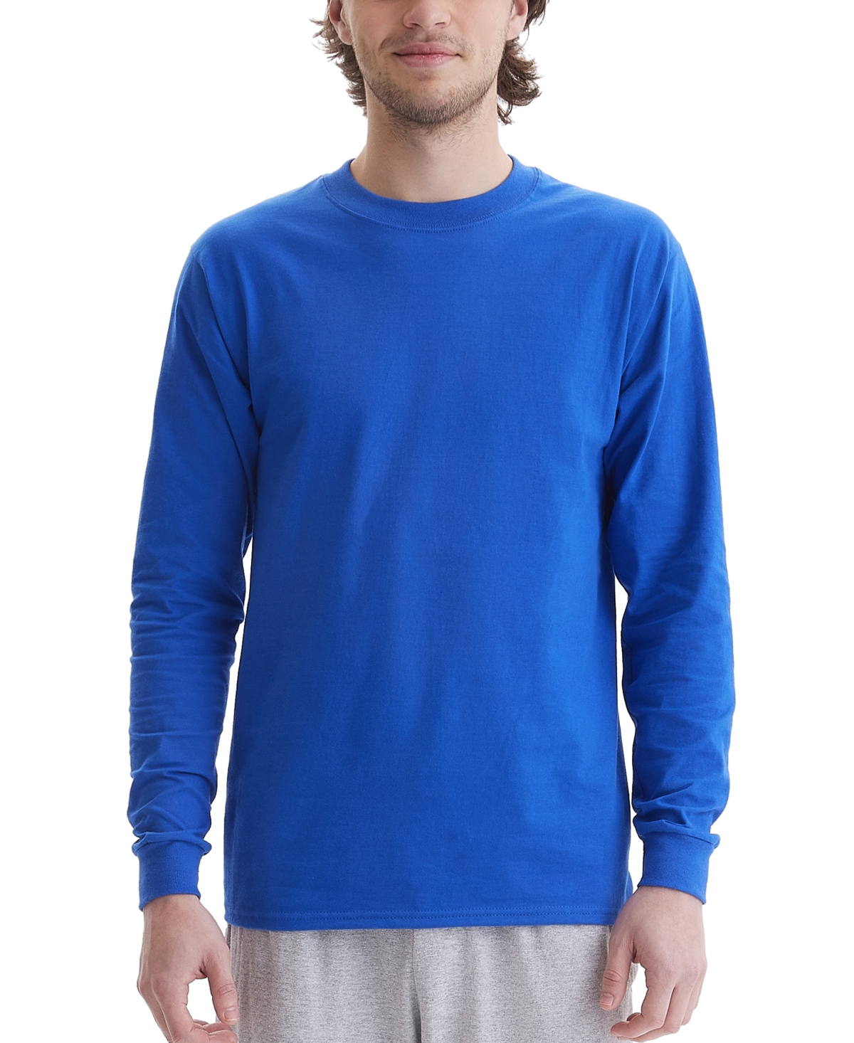 Hanes Beefy-t Unisex Long-sleeve T-shirt, 2-pack In Royal
