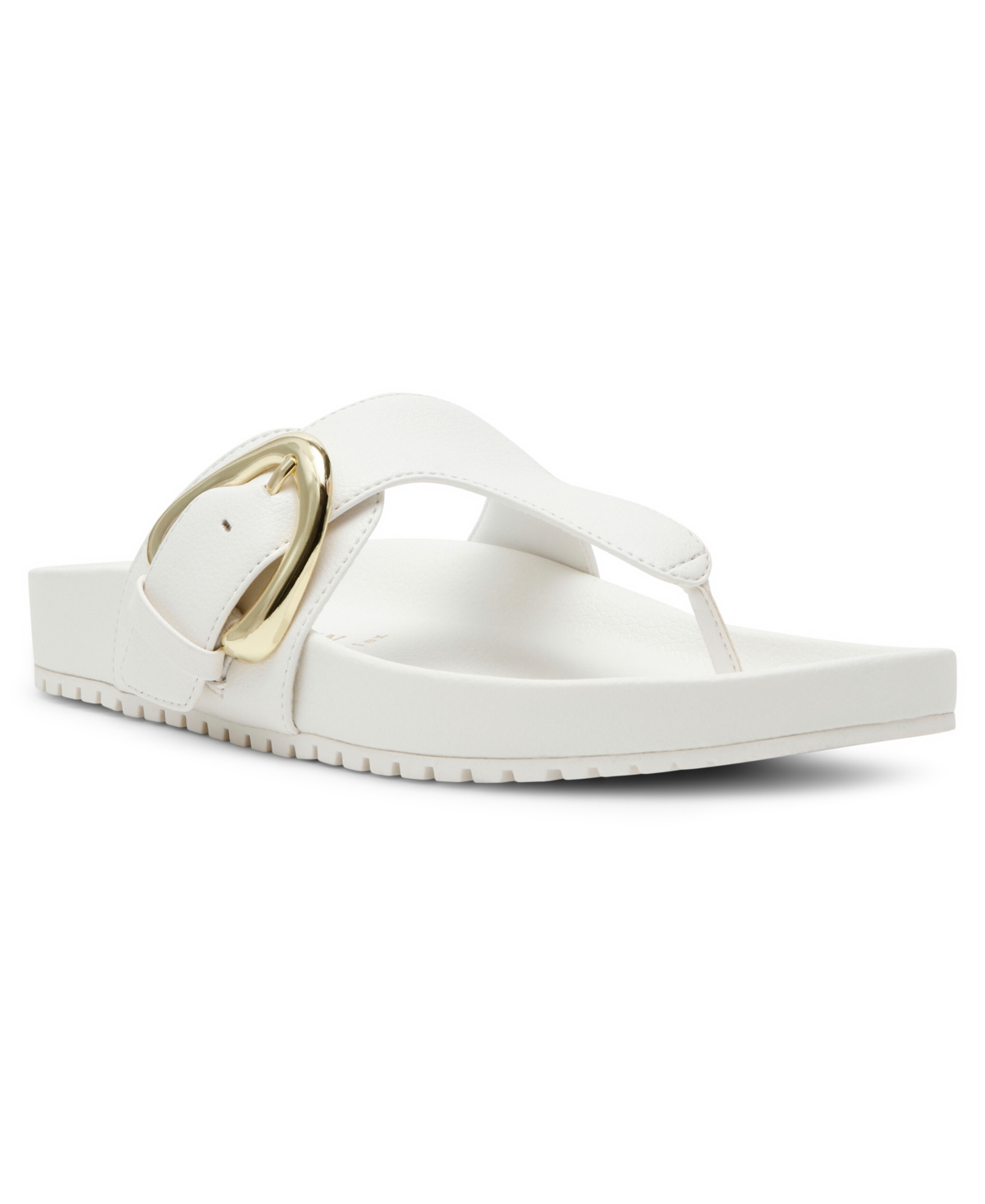 Shop Anne Klein Women's Dori Flat Sandals In White Smooth