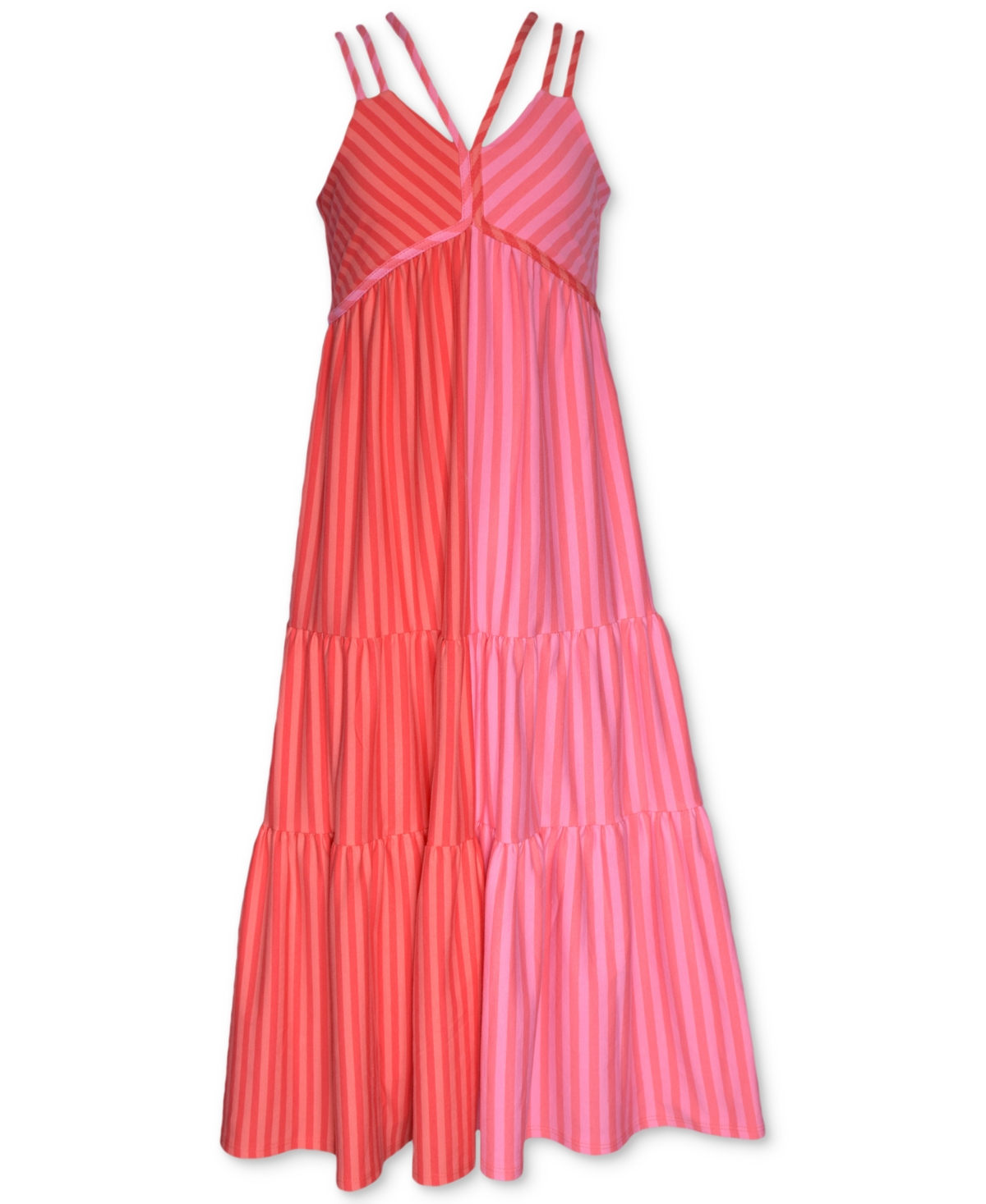 Shop Bonnie Jean Big Girls Sleeveless Striped Maxi Dress In Pink