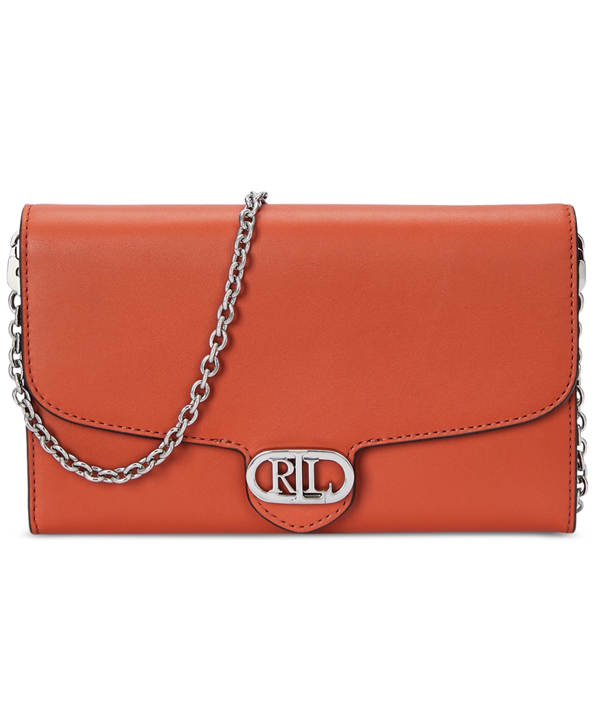 Shop Lauren Ralph Lauren Leather Medium Adair Wallet Crossbody In Rust Ornge