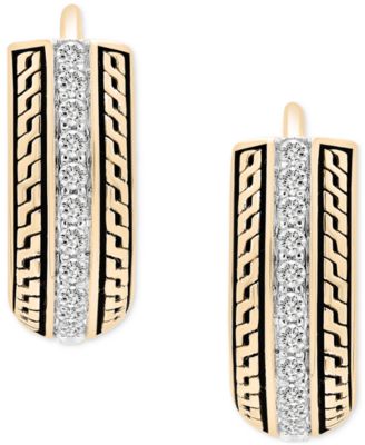 Men's Diamond Thick Hoop Earrings (1/5 ct. t.w.) in 14k Gold-Plated Sterling Silver, 1/2"