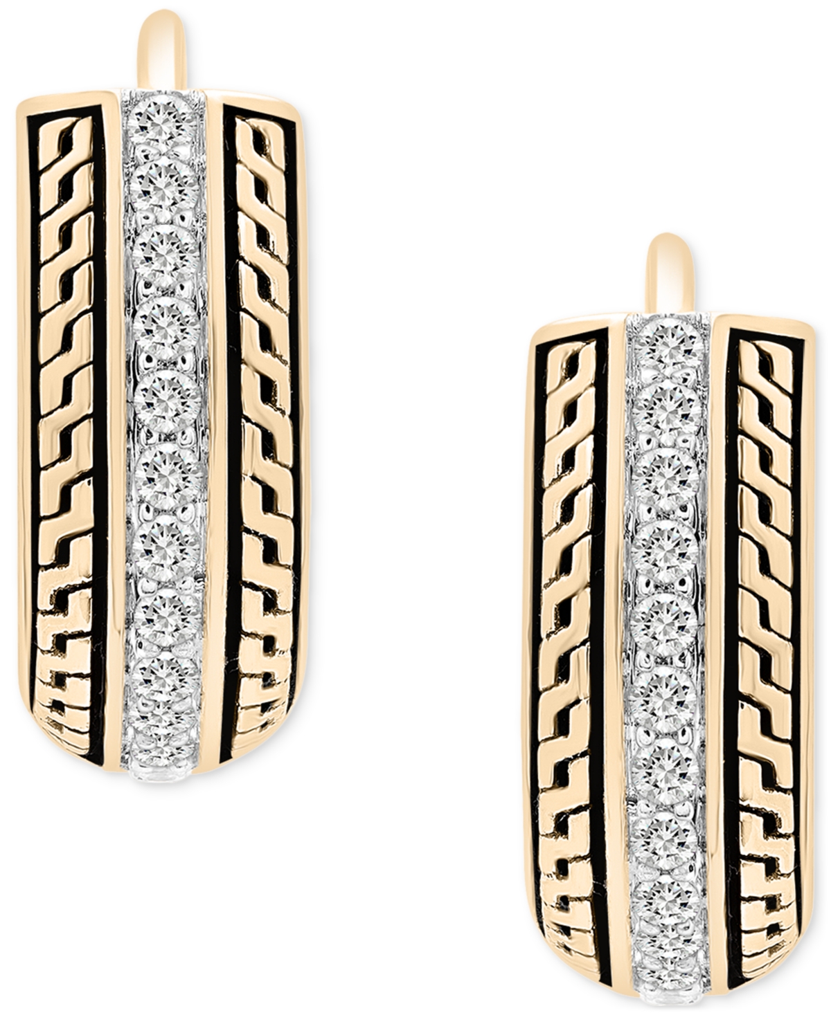 Men's Diamond Thick Hoop Earrings (1/4 ct. t.w.) in 14k Gold-Plated Sterling Silver, 1/2