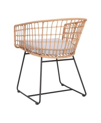 Ari Set Of Two All-Weather Faux Rattan Rope Chairs With Padded Cushions For Indoor And Outdoor Use