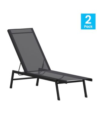 Braelin Set Of 2 Textilene Adjustable 5 Position Patio Chaise Lounge And Metal Frame Chair