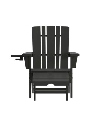 Ridley Hdpe Adirondack Chair With Cup Holder And Pull Out Ottoman, All-Weather Hdpe Indoor/Outdoor Lounge Chair
