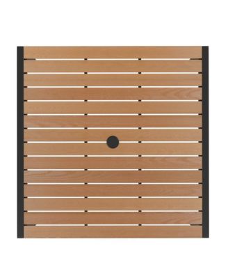 Hampstead Three Piece Faux Teak Patio Dining Set For Indoor And Outdoor Use - Table And Two Club Chairs