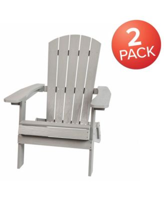 Set Of 2 Riviera Poly Resin Folding Adirondack Lounge Chair - All-Weather Indoor/Outdoor Patio Chair