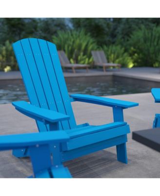 Set Of 4 Riviera Poly Resin Folding Adirondack Lounge Chair - All-Weather Indoor/Outdoor Patio Chair
