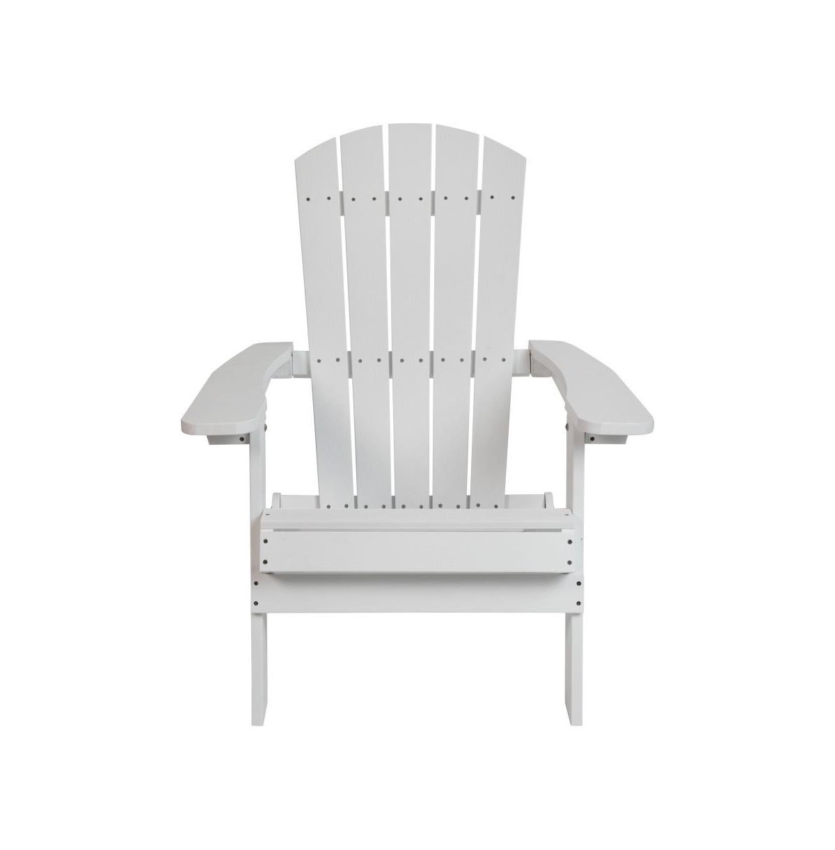 Set Of 4 Riviera Poly Resin Folding Adirondack Lounge Chair - All-Weather Indoor/Outdoor Patio Chair