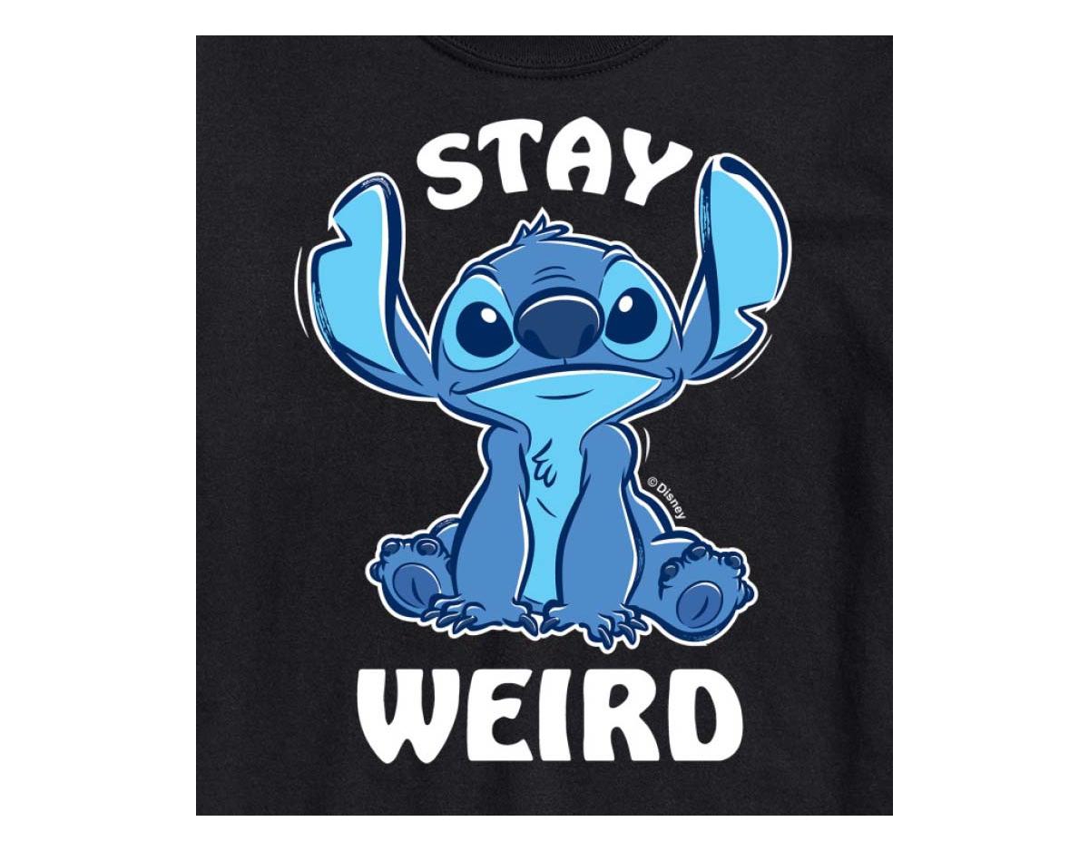 Airwaves Hybrid Apparel Lilo And Stitch Weird Mens Short Sleeve Tee In Black