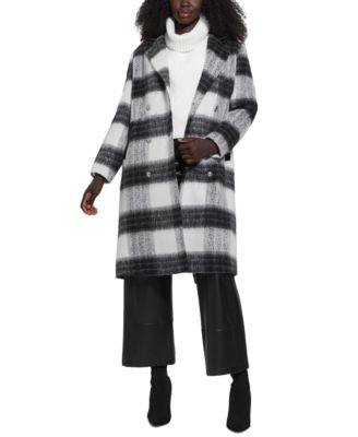 Women's Double-Breasted Mid-Length Plaid Coat