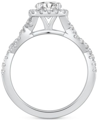GIA Certified Diamond Halo Engagement Ring (1 ct. t.w.) in 14k White Gold