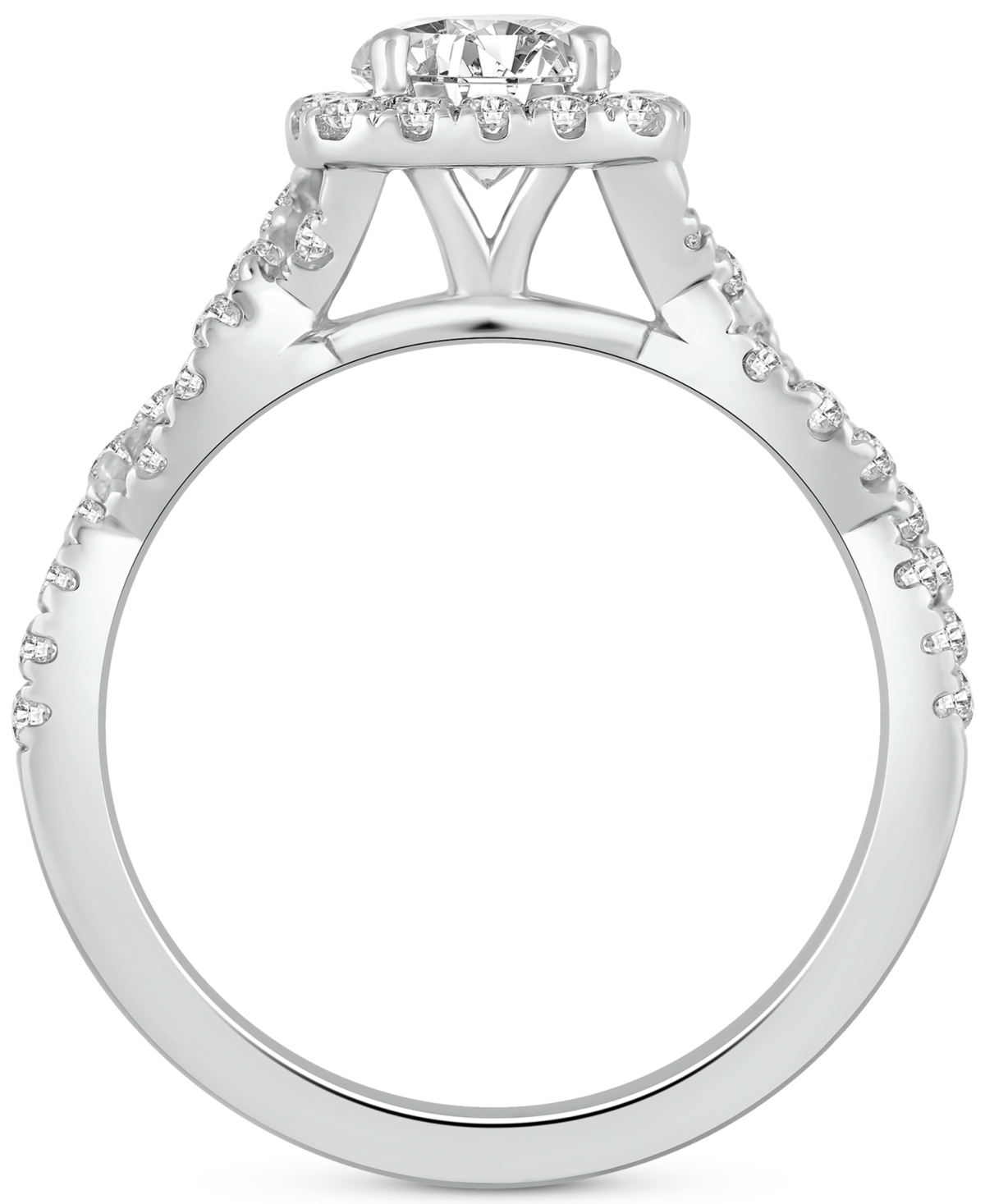 Macy's Gia Certified Diamond Halo Engagement Ring (1 Ct. T.w.) In 14k White Gold In White Gold