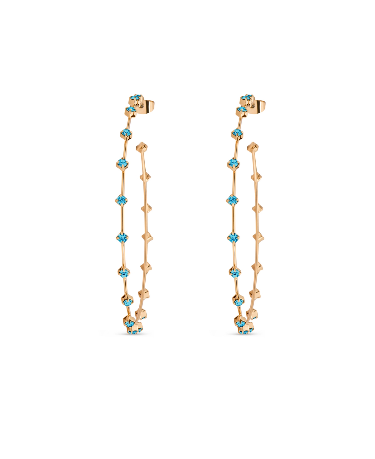 Shop Ettika Simple Spark Crystal 18k Gold Plated Hoops In Aqua