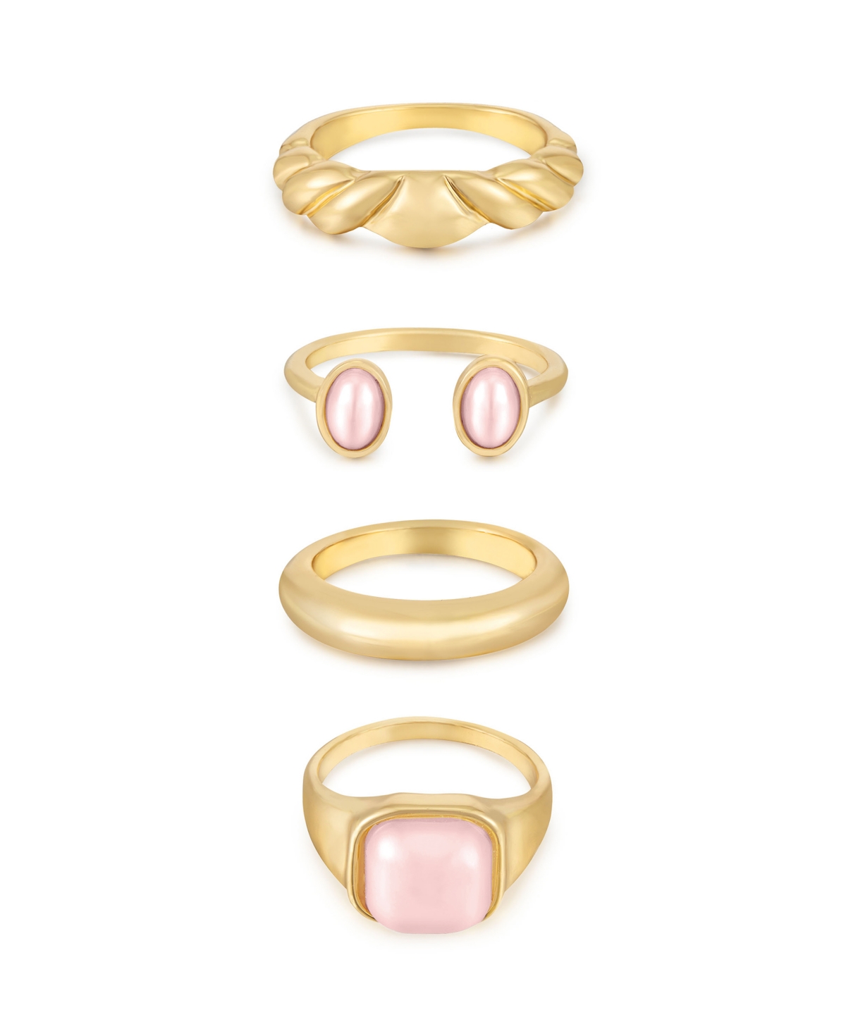 Shop Ettika Ultimate Babe 18k Gold Plated Ring Set In Pink
